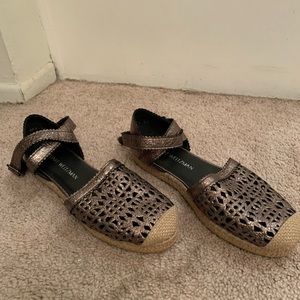 Stuart Weitzman metallic espadrille sandal